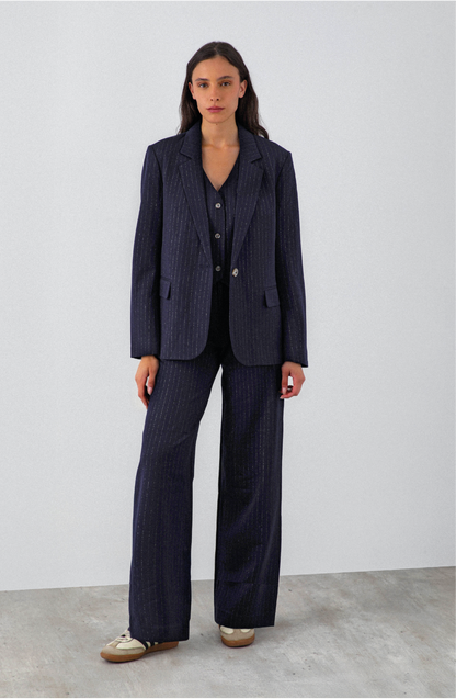 Pantalón Lineas Lurex Blue