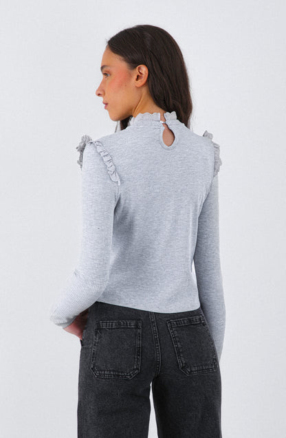 Polera Manga Larga Vuelos Gray