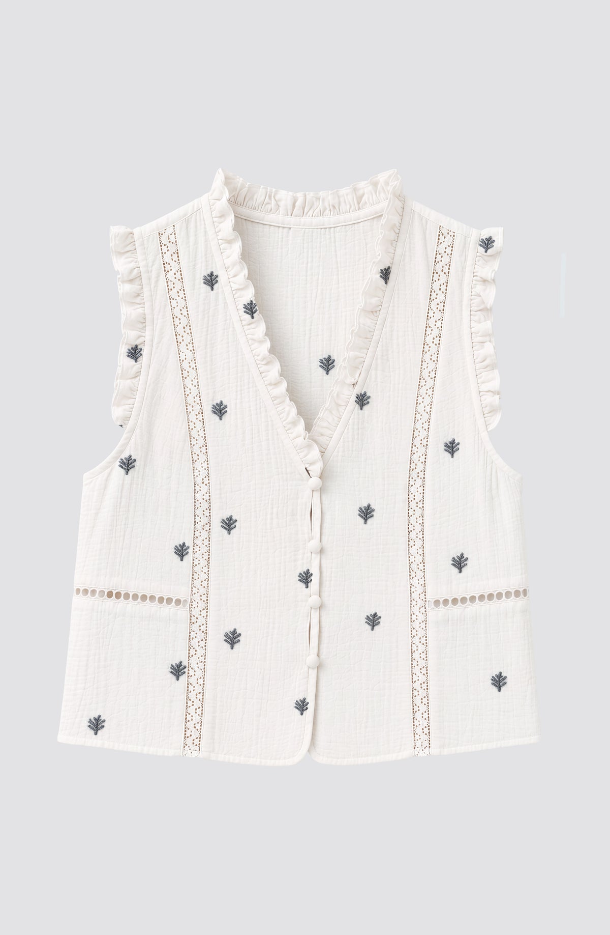 Blusa Sin Manga Bordada White