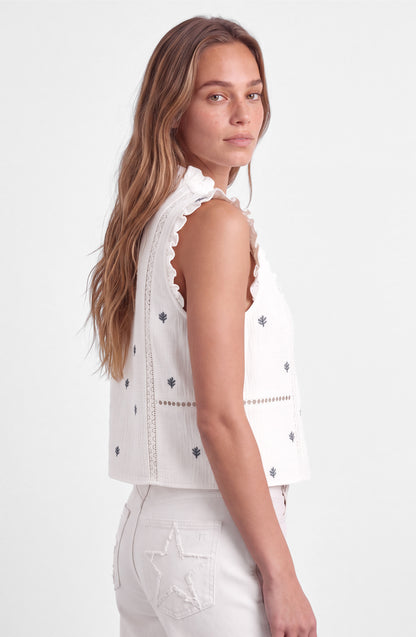 Blusa Sin Manga Bordada White