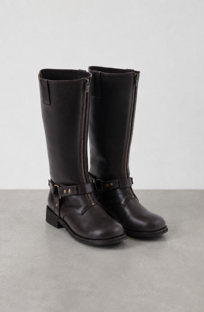 Bota Alta Zipper Brown