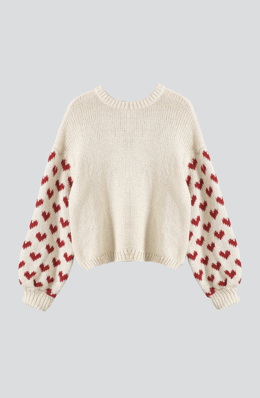 Sweater Corazones Ecru