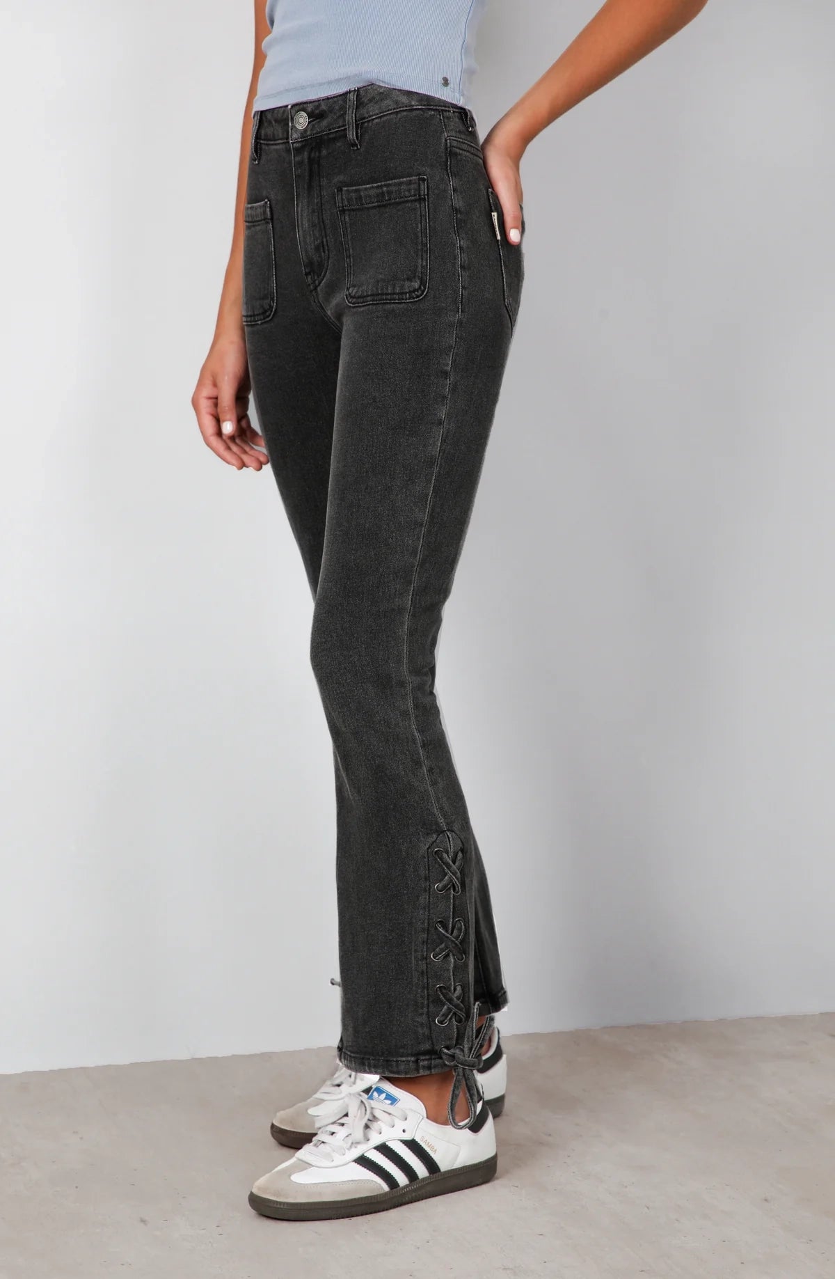 Pants Flare Cintas Black