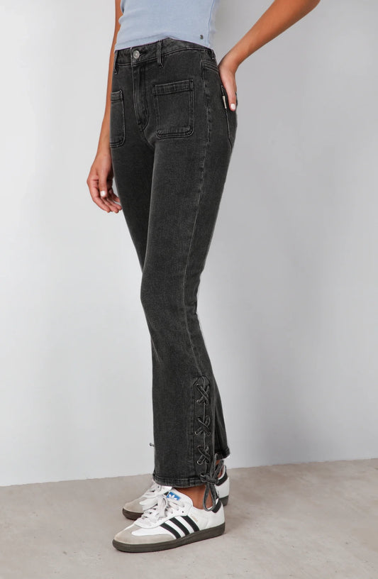 Pants Flare Cintas Black