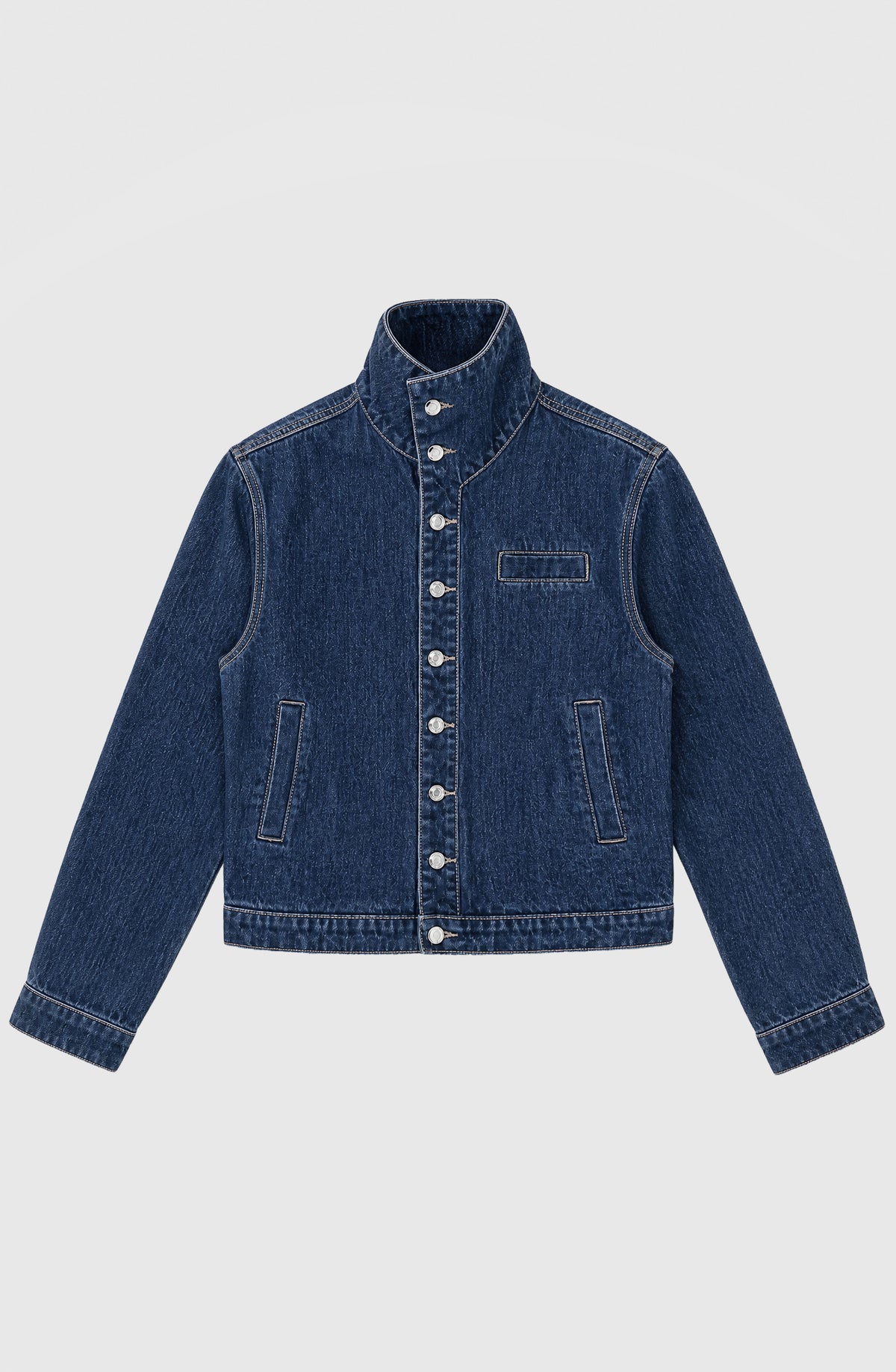 Chaqueta Denim Cuello Funnel Blue