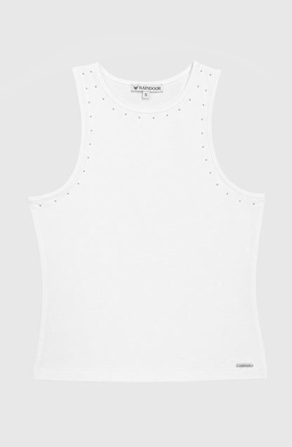 Polera Tank Tachas White