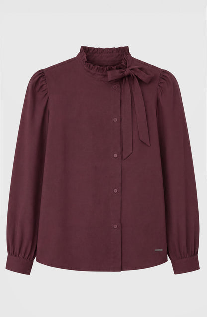 Blusa Lazo Cuello Alto Burgundy