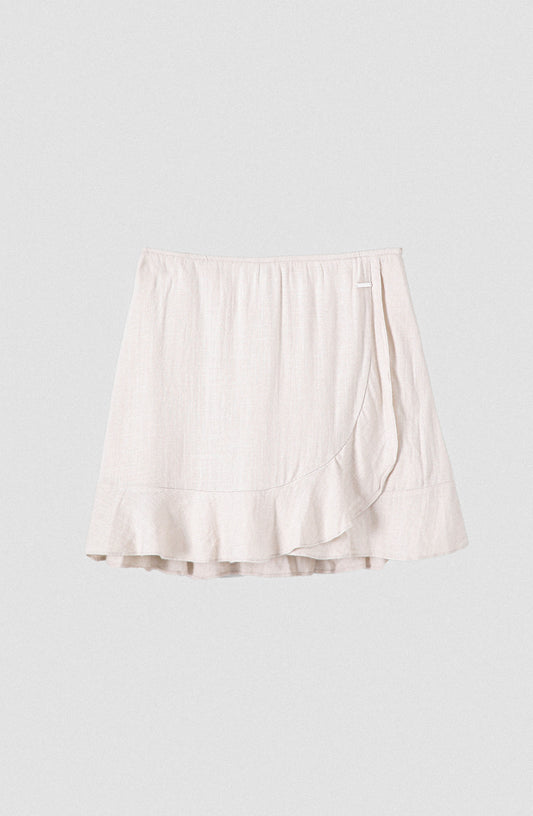Falda Vuelos Lino Ecru