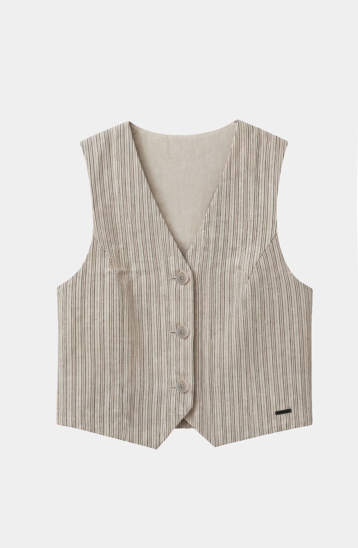 Vest Lino Print Ecru