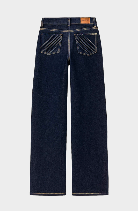 Pantalón Plisado Low Rise Blue