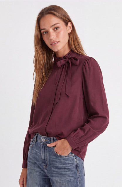 Blusa Lazo Cuello Alto Burgundy