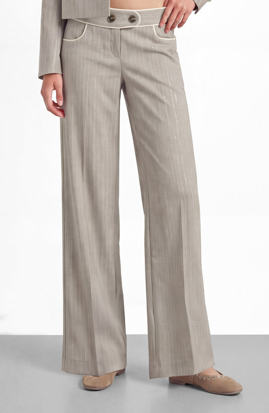 Pantalón Sastrero Lurex Beige