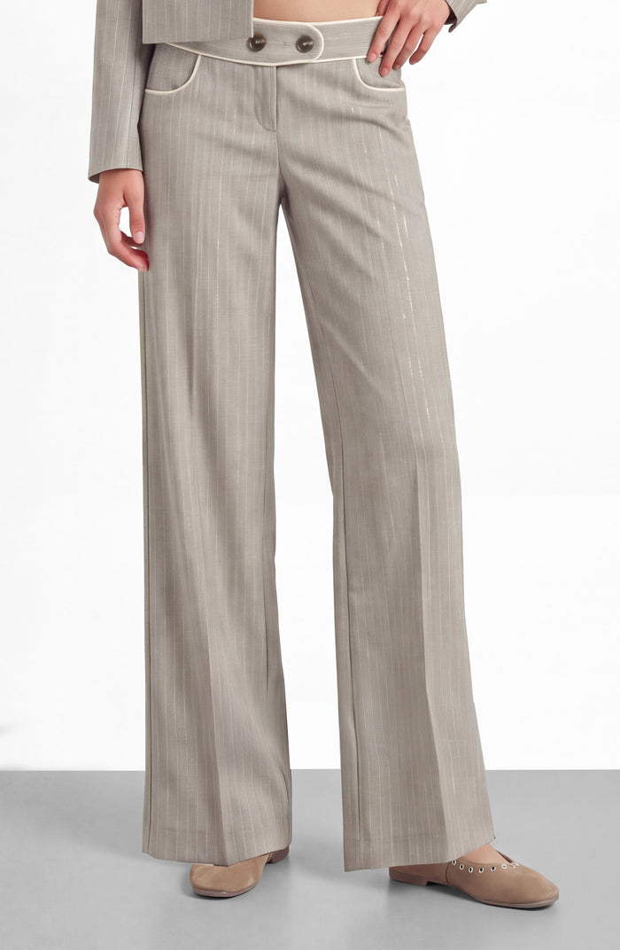 Pantalón Sastrero Lurex Beige