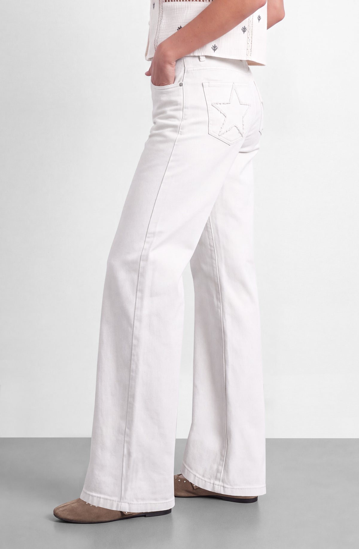 Pantalón Estrella Desflecado White