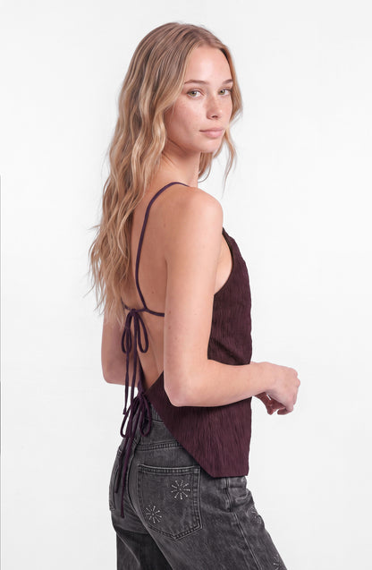 Top Drapeado Sin Espalda Burgundy