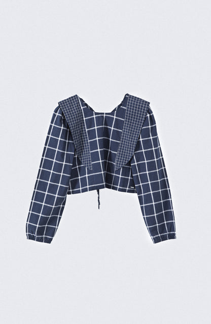 Blusa Cuadros Vuelos Blue