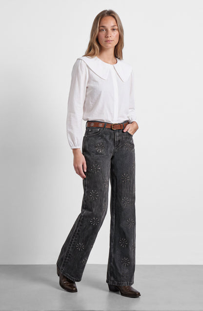 Pantalón Flores Brillos Grey