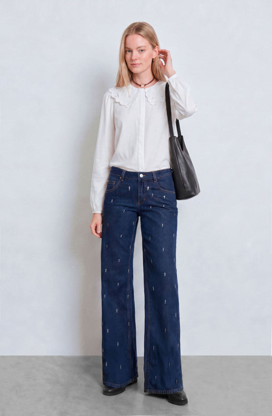 Pantalón Gotas Strass Indigo