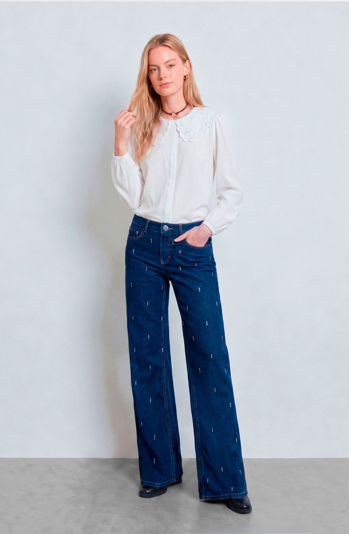 Pantalón Gotas Strass Indigo