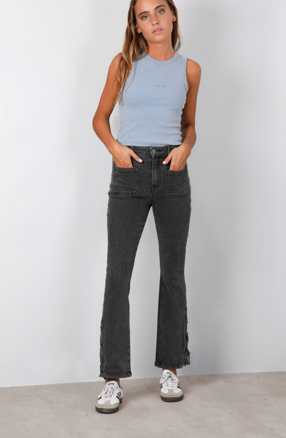 Pants Flare Cintas Black