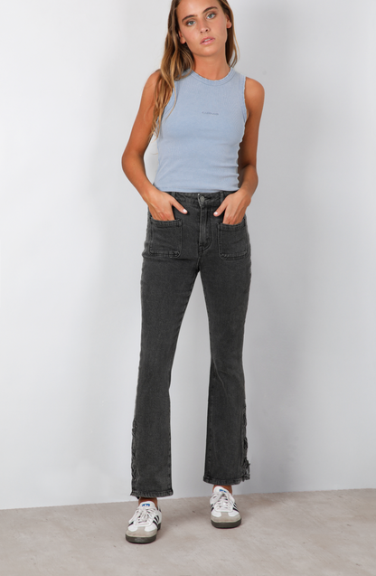 Pants Flare Cintas Black