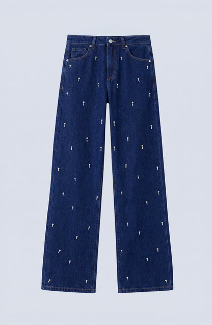 Pantalón Gotas Strass Indigo
