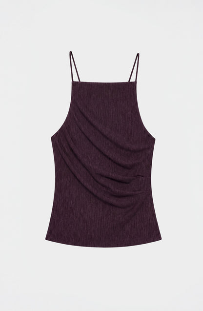 Top Drapeado Sin Espalda Burgundy