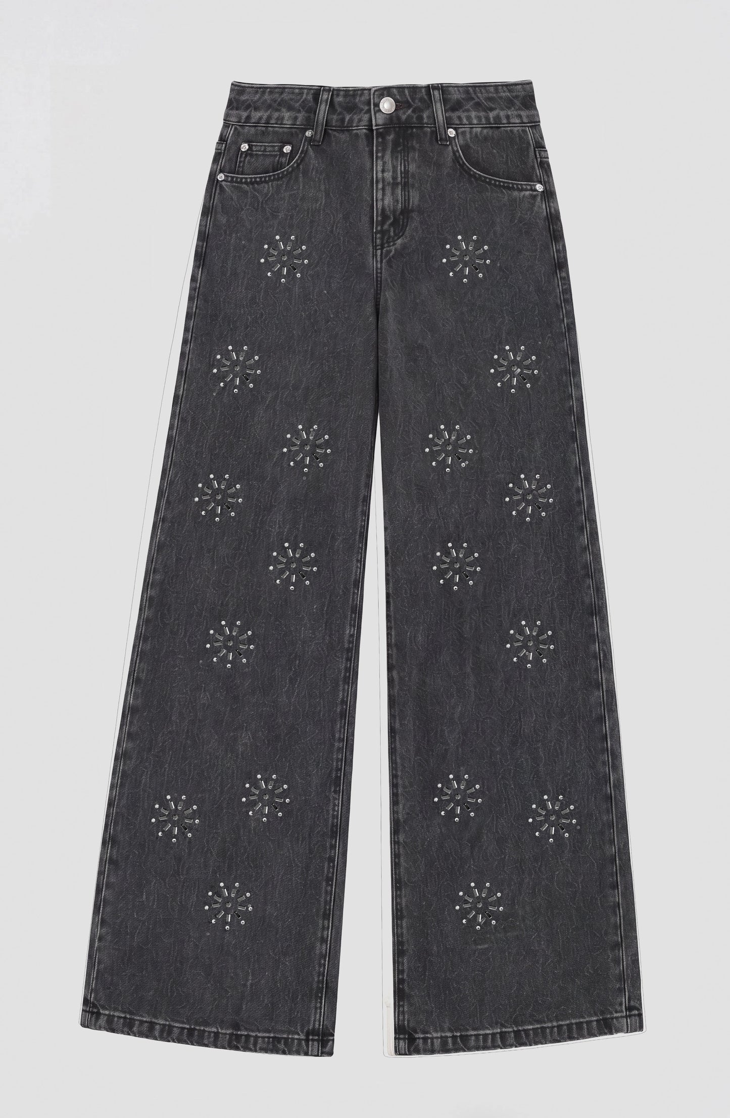 Pantalón Flores Brillos Grey