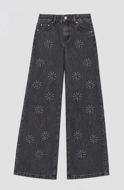 Pantalón Flores Brillos Grey