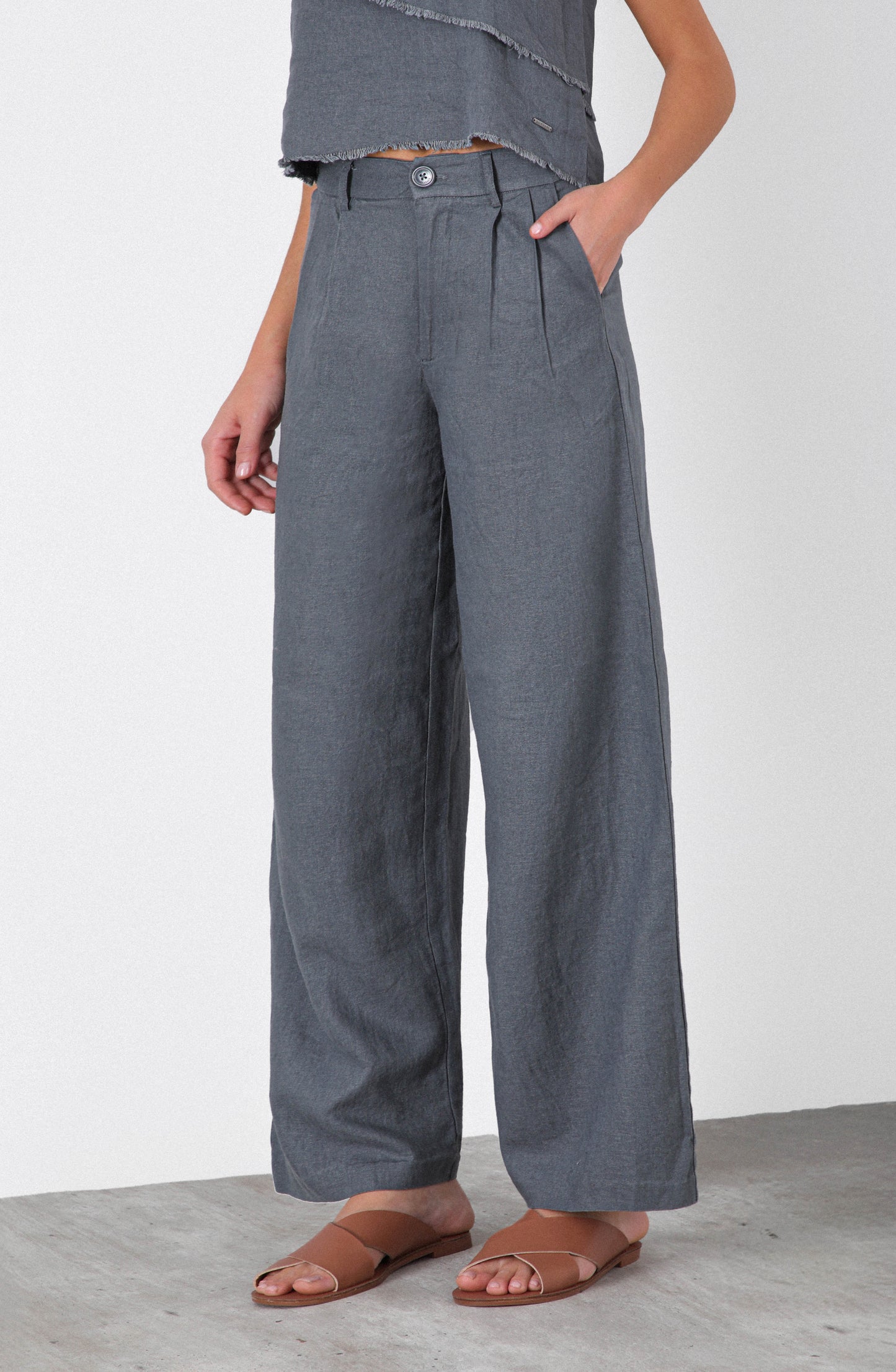 Pantalón Lino Liso Grey