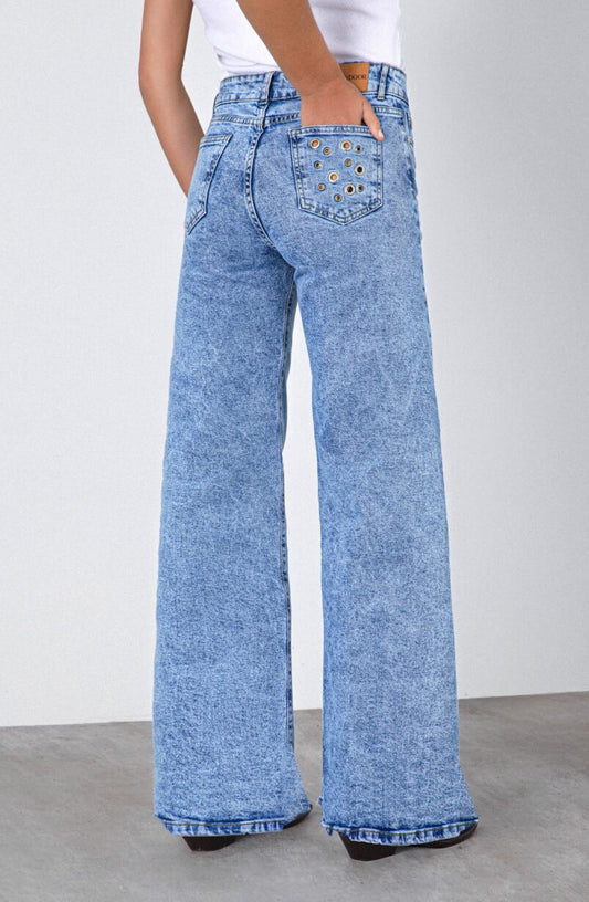 Pantalón Ojal Back Pocket Blue