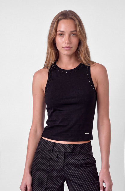 Polera Tank Tachas Black