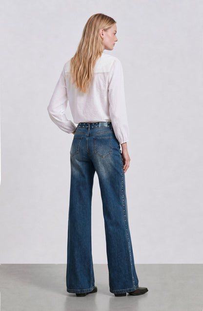 Pantalón Pretina Tachas Light Blue