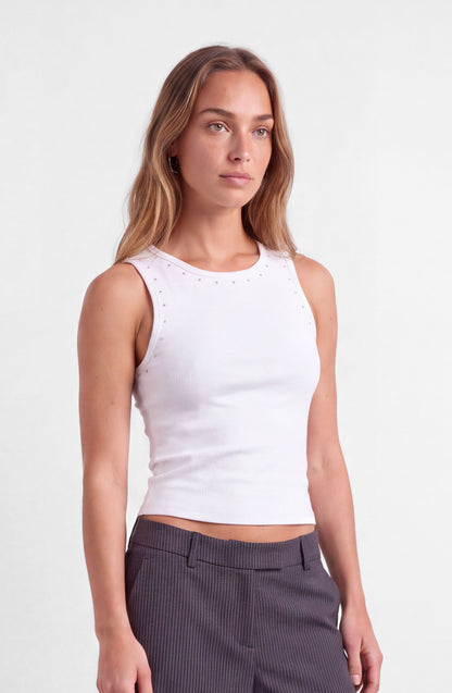 Polera Tank Tachas White