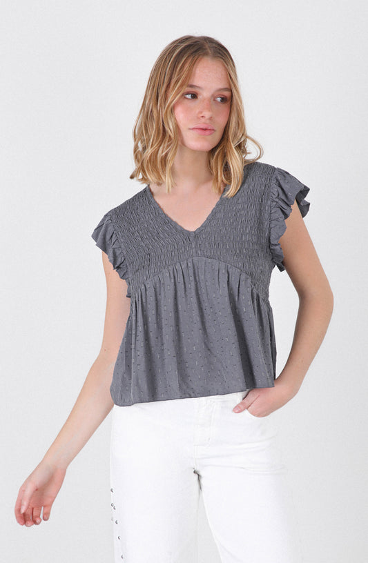 Top Panal Vuelos Lurex Grey
