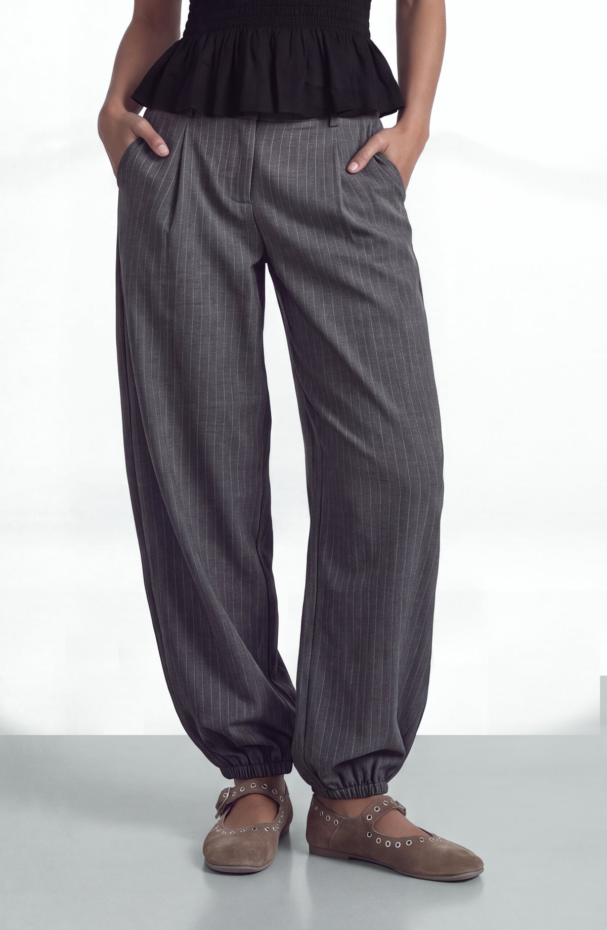 Pantalón Balloon Rayas Grey