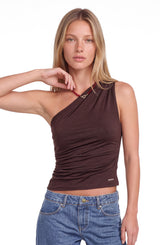Top Drapeado Asimétrico Brown