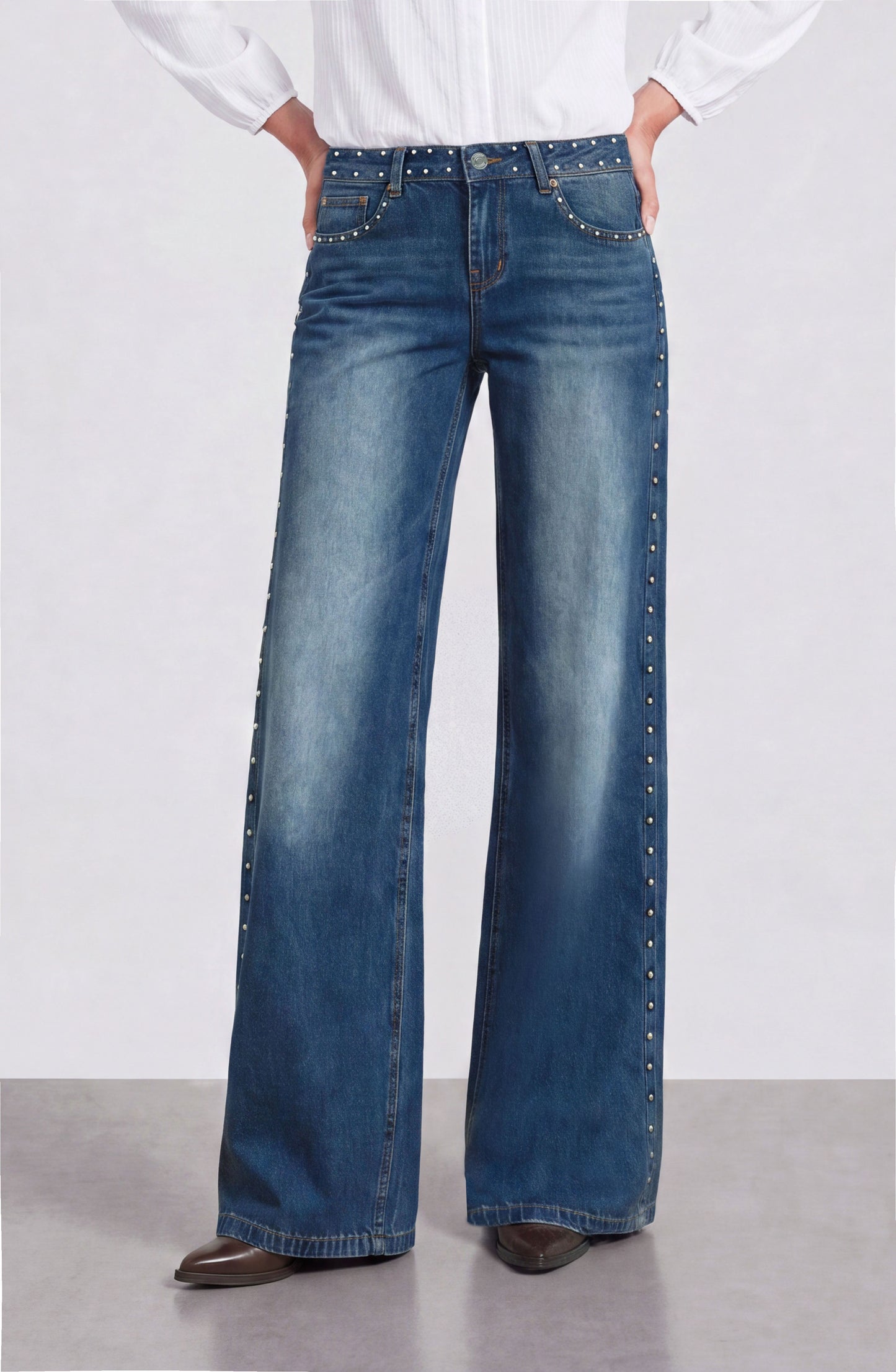Pantalón Pretina Tachas Light Blue