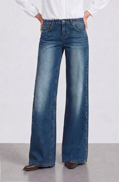 Pantalón Pretina Tachas Light Blue