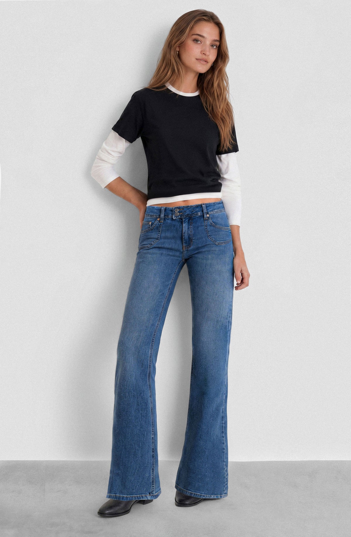 Pantalón Pretina Botones Blue