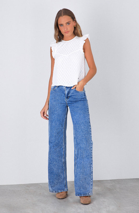 Pantalón Estrella Desflecado Blue