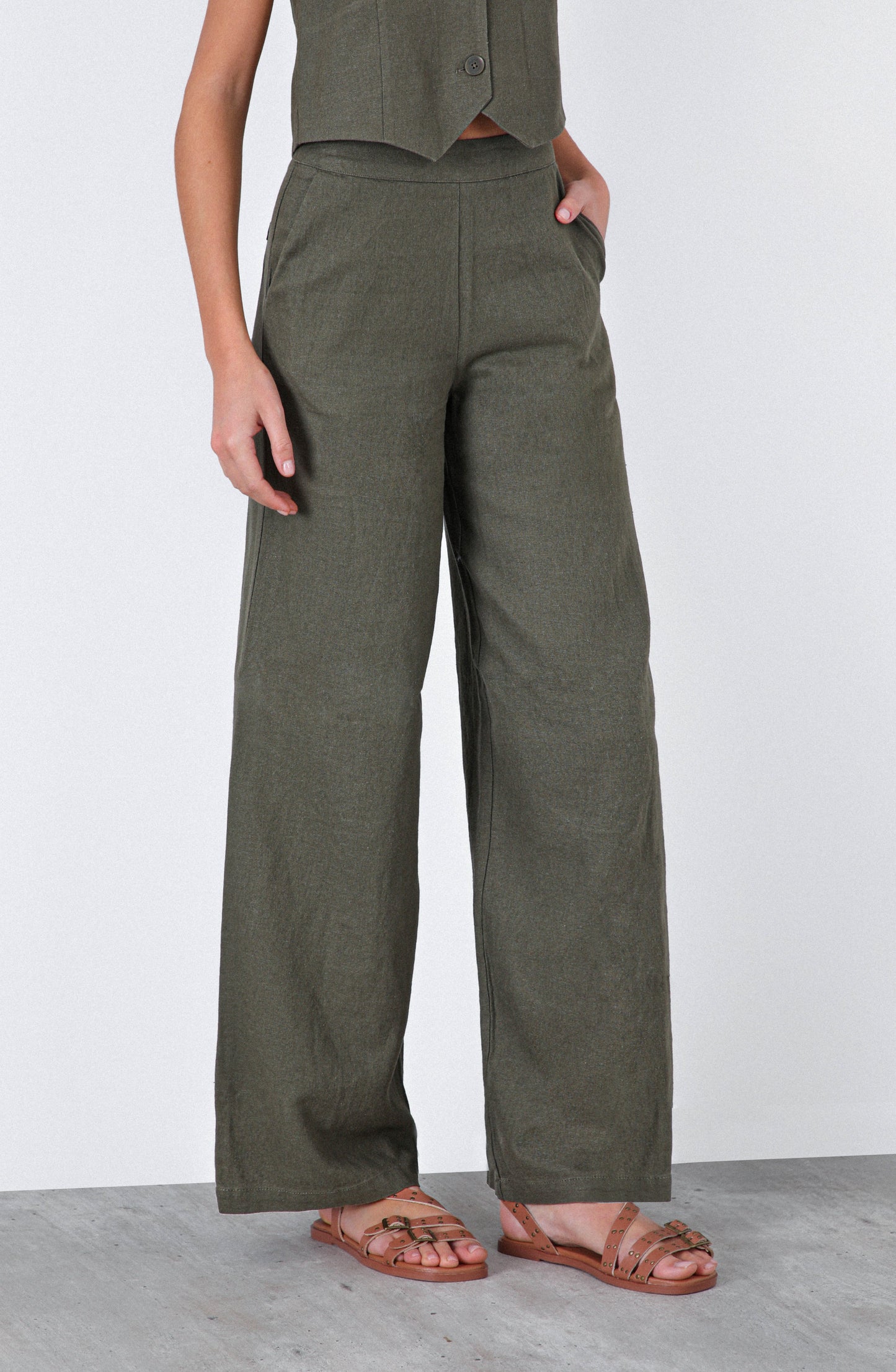 Pantalón Rayas Lino Green