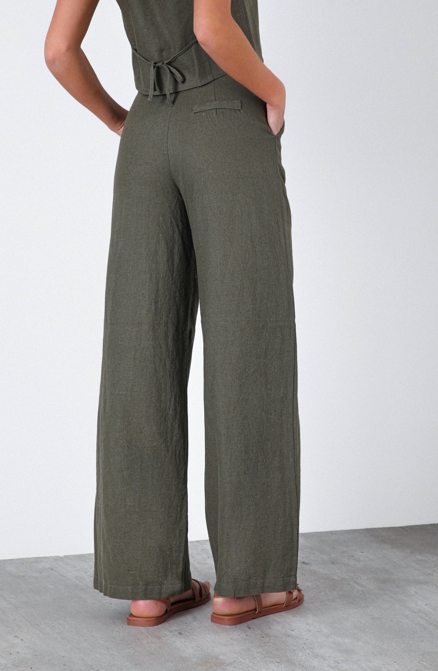 Pantalón Rayas Lino Green