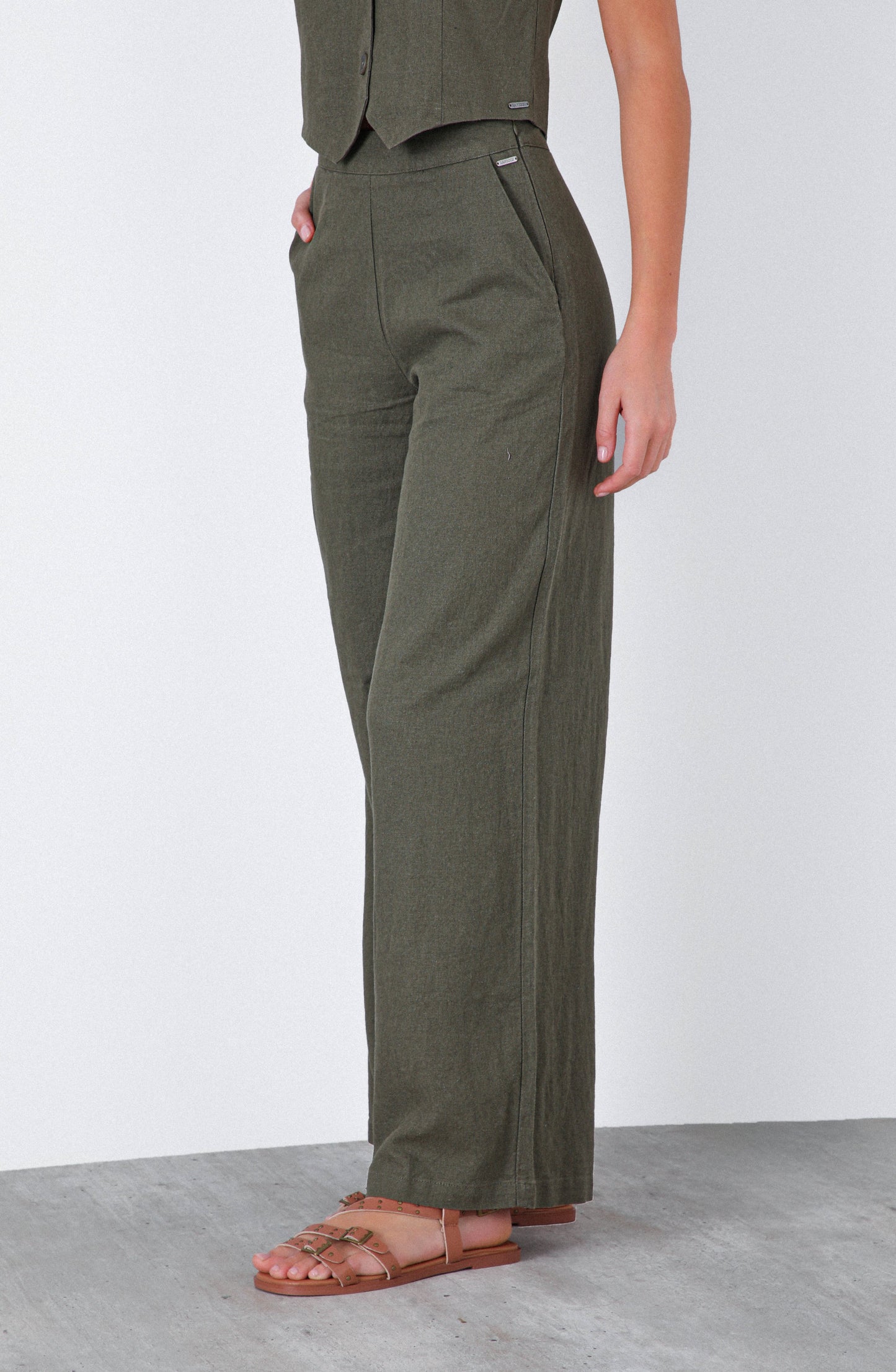 Pantalón Rayas Lino Green