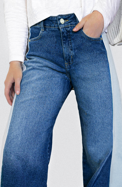 Pantalón Bicolor Franja White