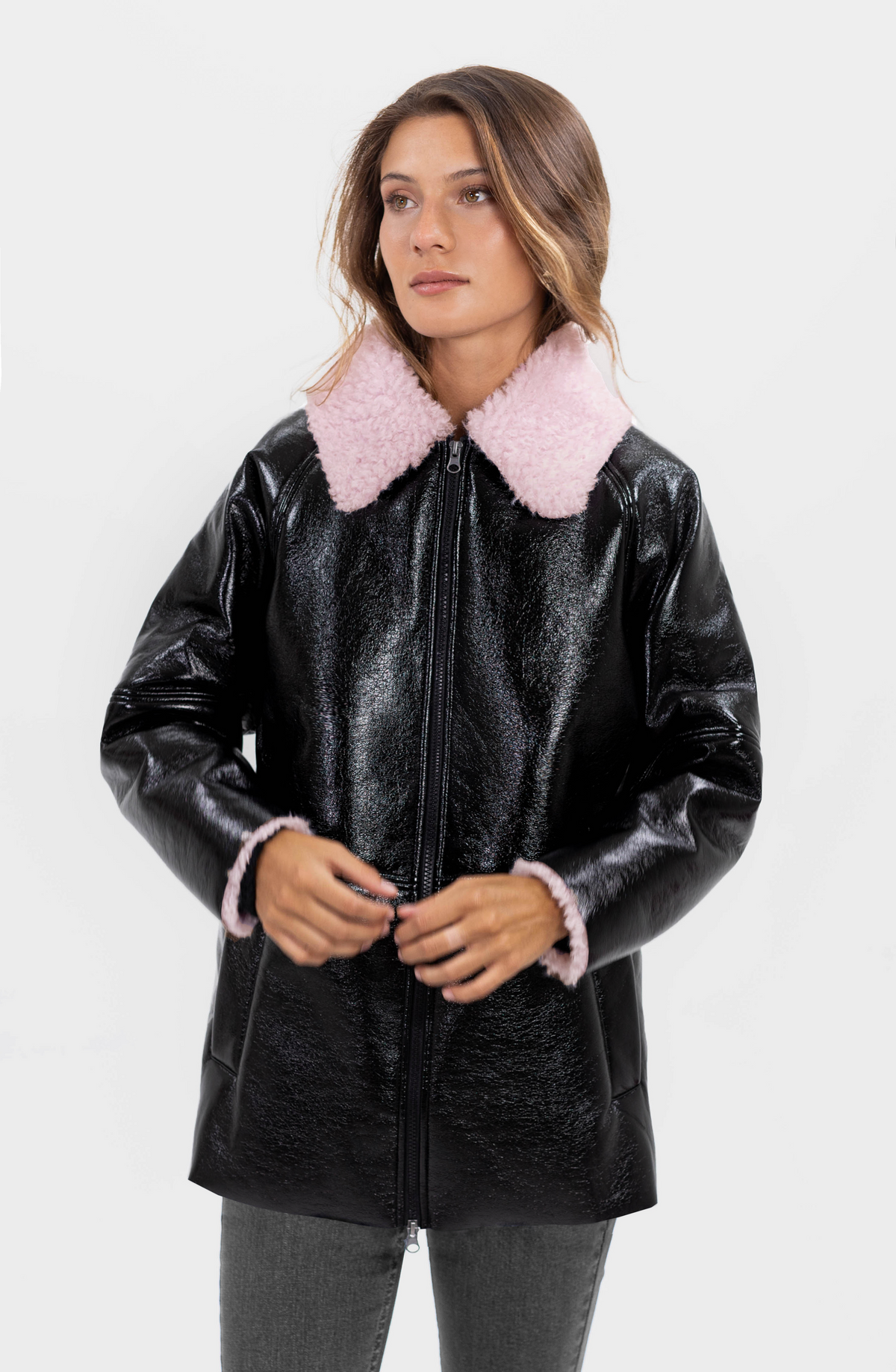 Chaqueta Bonded Charol Pink