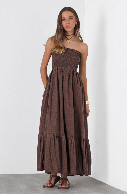 Vestido Largo Estampado Brown