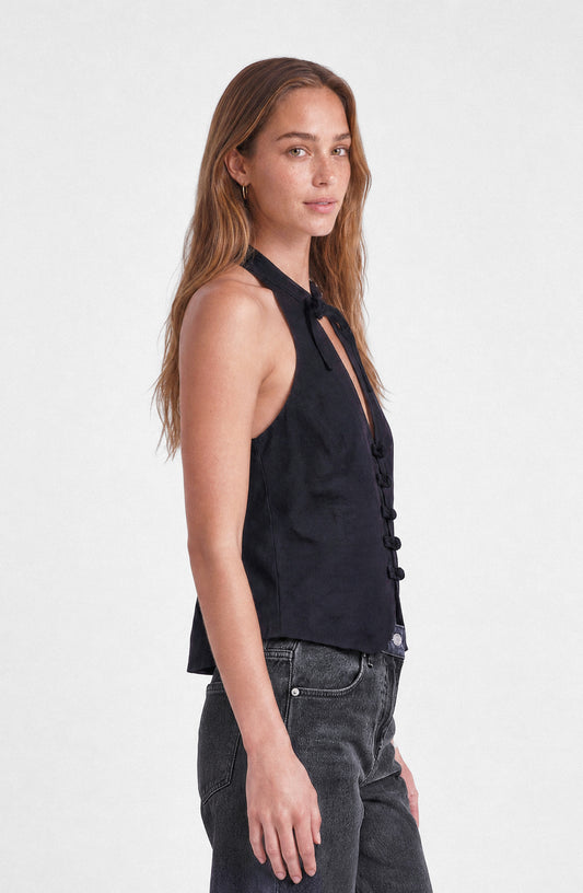 Top Halter Botones Black