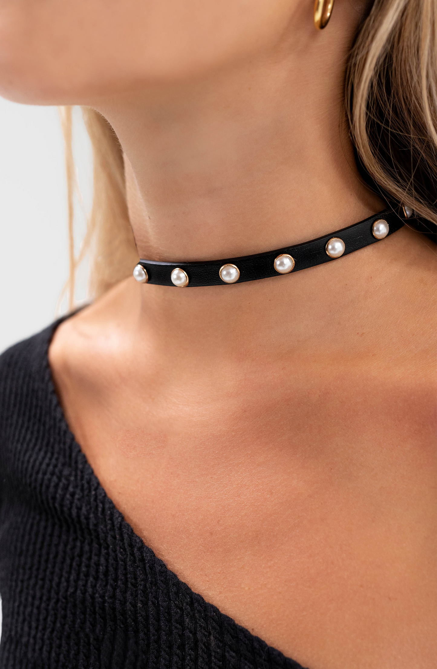 Choker Perlas Black