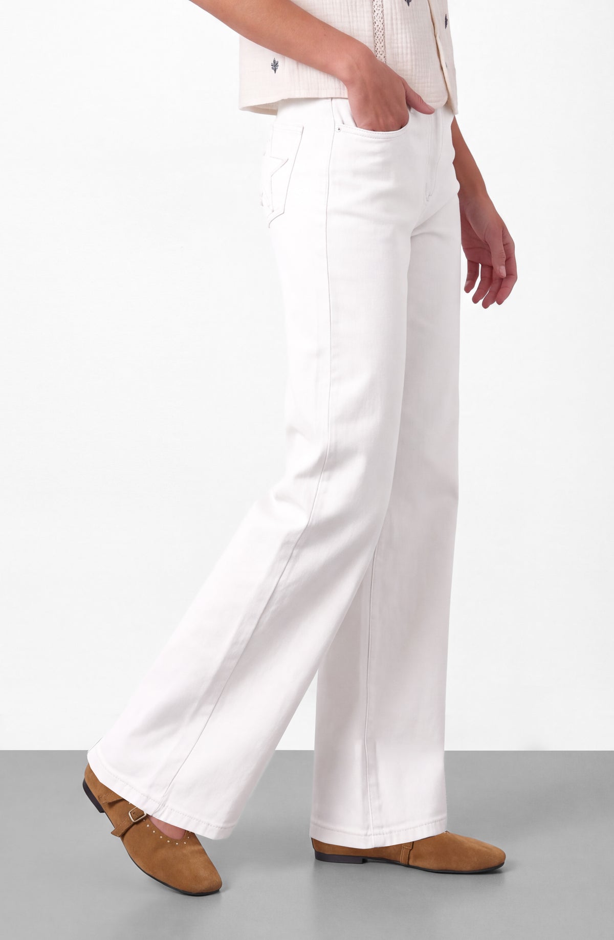 Pantalón Estrella Desflecado White